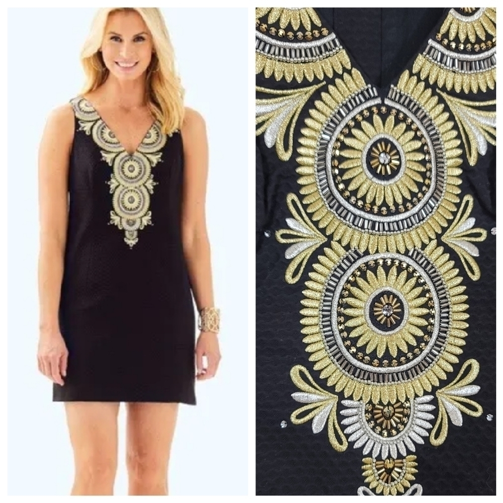 Lilly Pulitzer 4 Embroidered Beaded Gabby Shift Dress